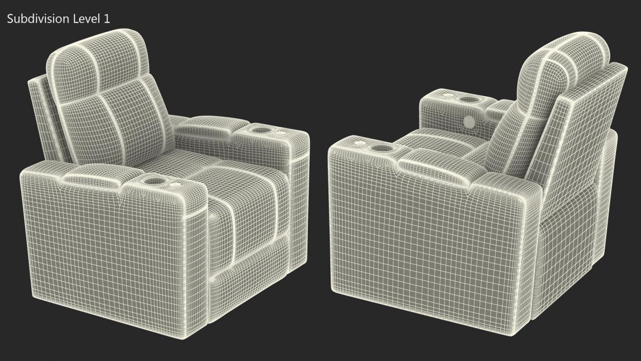 3D Valencia Home Theater Seating Red model