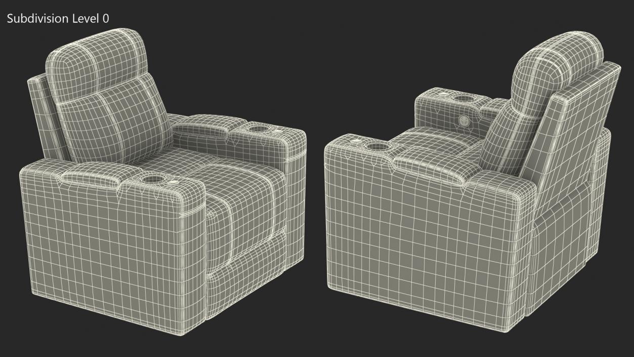 3D Valencia Home Theater Seating Red model