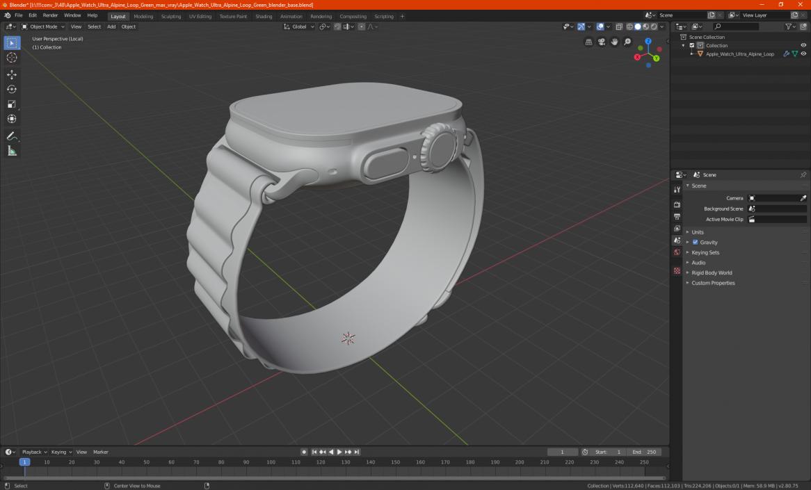 3D Apple Watch Ultra Alpine Loop Orange