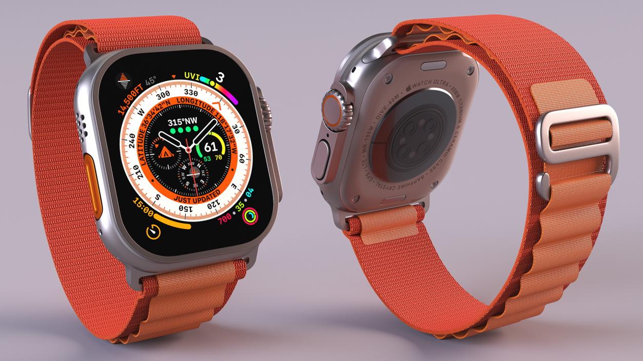 3D Apple Watch Ultra Alpine Loop Orange