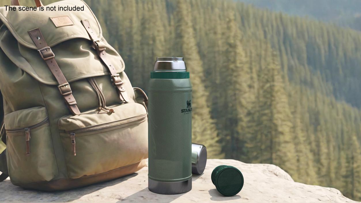 3D Stanley Stainless Steel Vacuum Bottle Green Open model