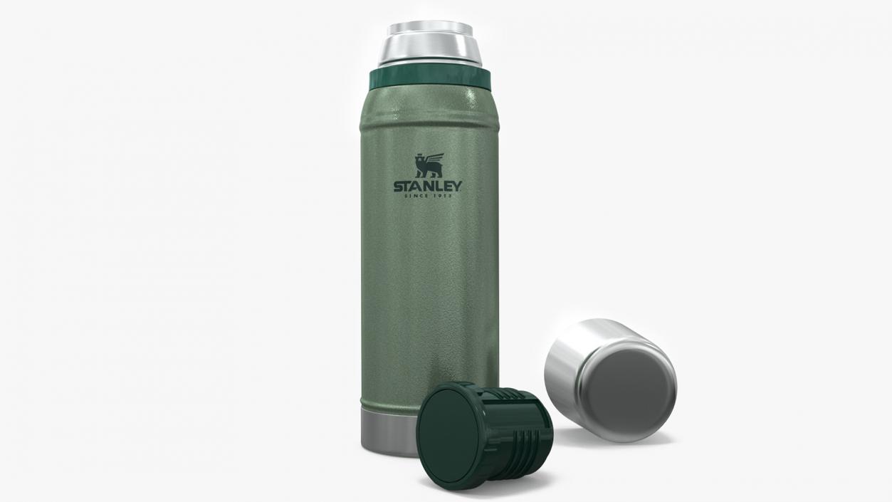 3D Stanley Stainless Steel Vacuum Bottle Green Open model