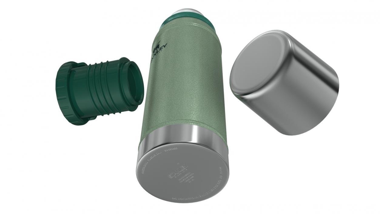 3D Stanley Stainless Steel Vacuum Bottle Green Open model