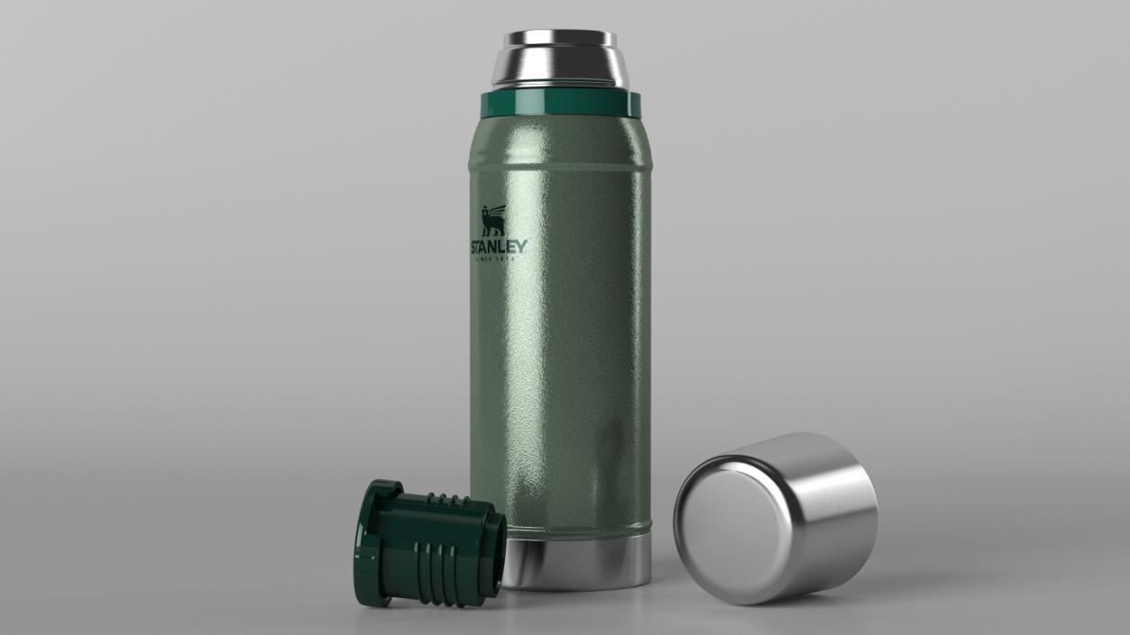 3D Stanley Stainless Steel Vacuum Bottle Green Open model