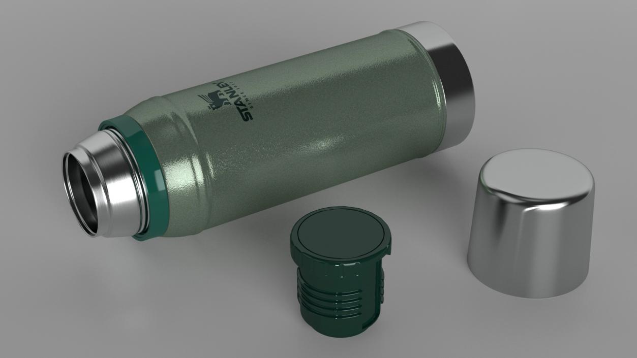 3D Stanley Stainless Steel Vacuum Bottle Green Open model