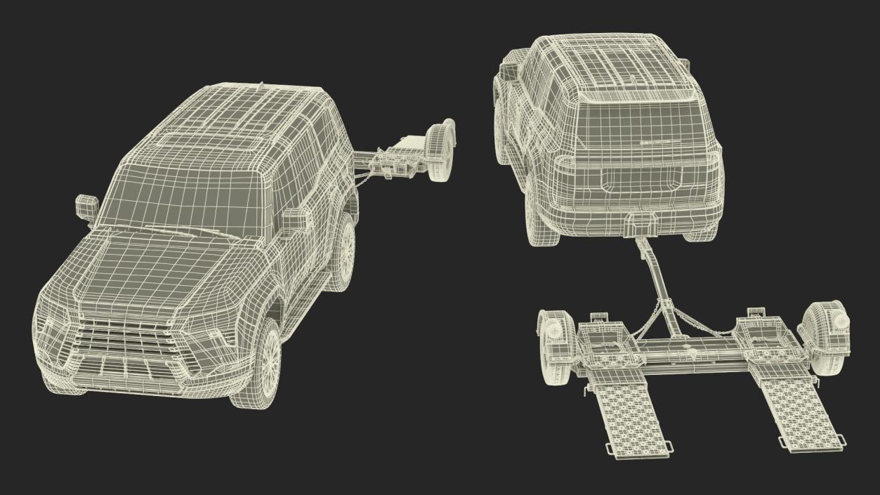 3D model Luxury SUV with Axle Tow Dolly