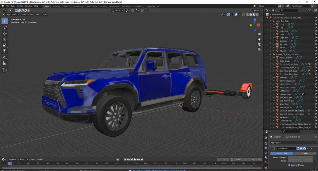 3D model Luxury SUV with Axle Tow Dolly