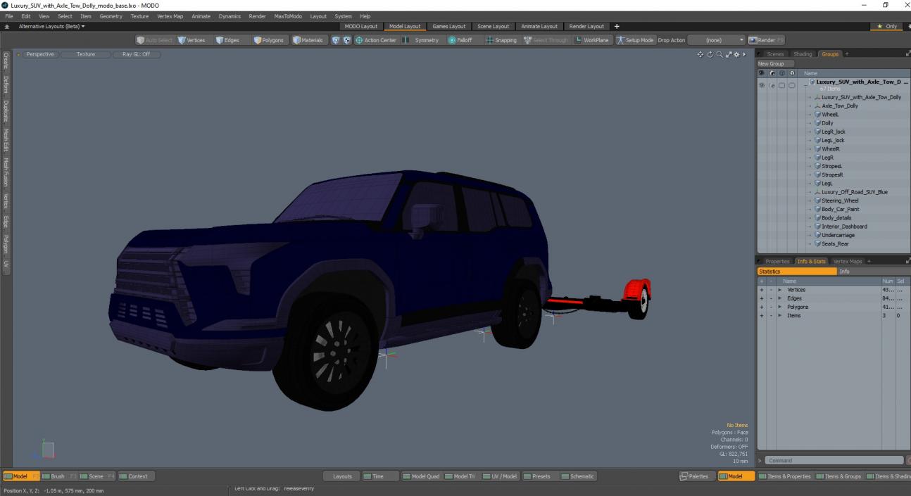 3D model Luxury SUV with Axle Tow Dolly