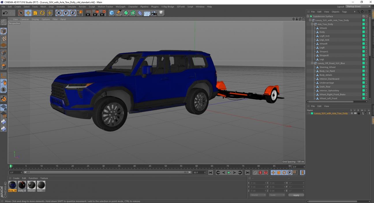 3D model Luxury SUV with Axle Tow Dolly