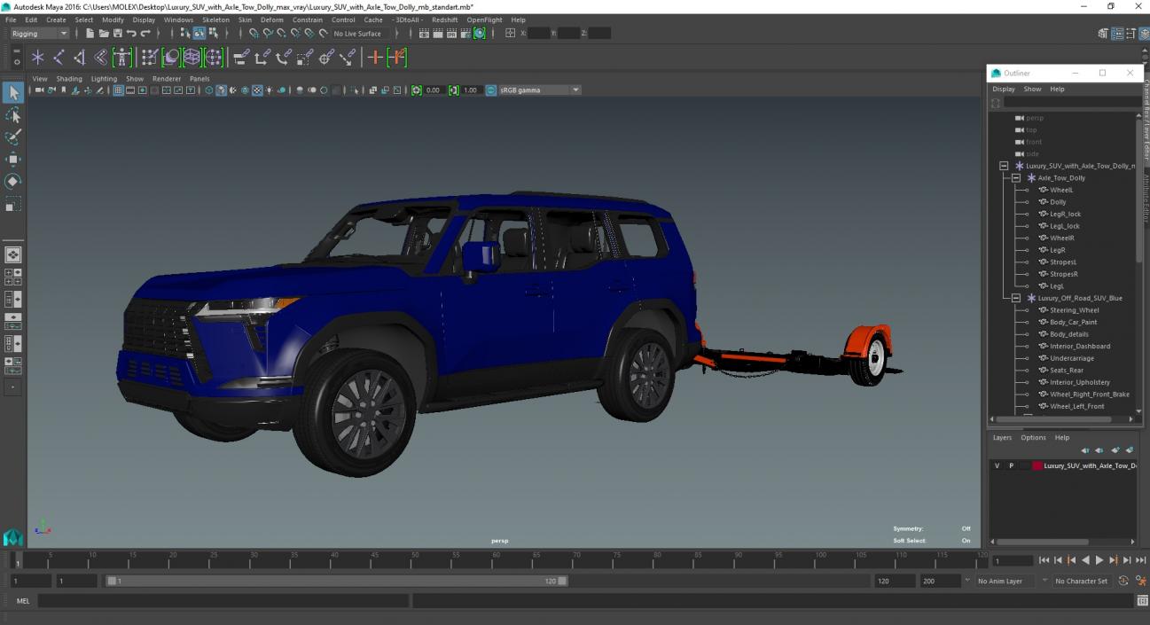 3D model Luxury SUV with Axle Tow Dolly