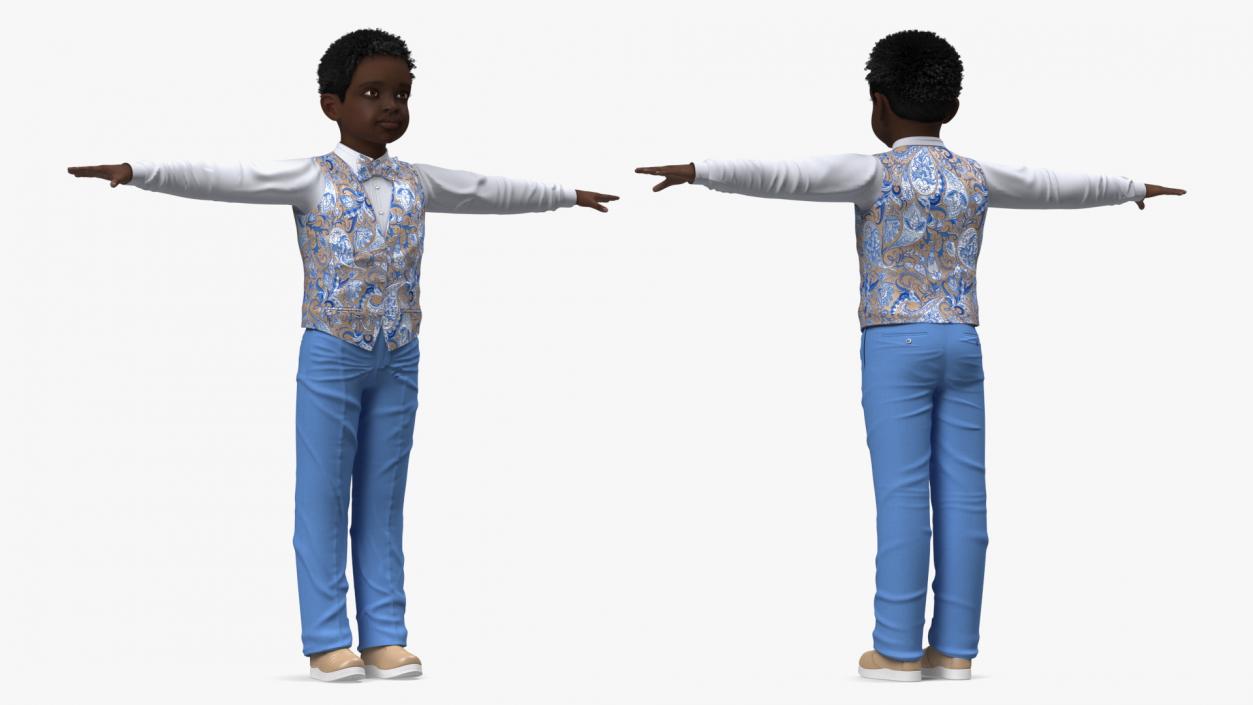 Black Child Boy Party Style Rigged 3D model