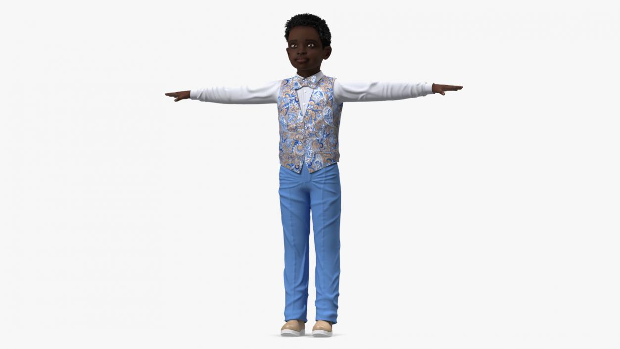 Black Child Boy Party Style Rigged 3D model