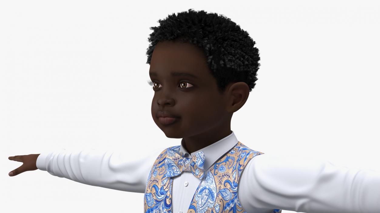 Black Child Boy Party Style Rigged 3D model