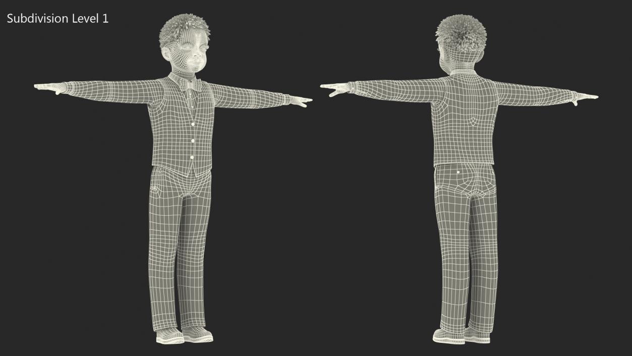 Black Child Boy Party Style Rigged 3D model