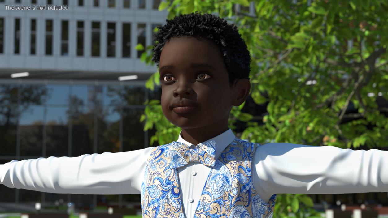 Black Child Boy Party Style Rigged 3D model