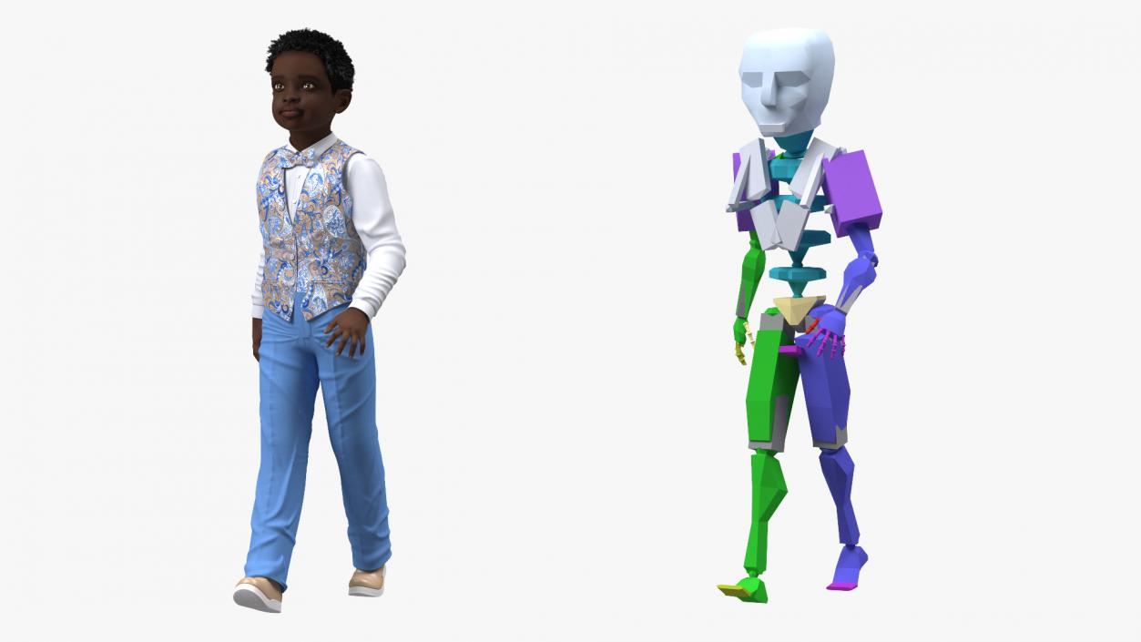 Black Child Boy Party Style Rigged 3D model