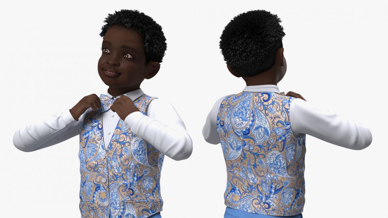 Black Child Boy Party Style Rigged 3D model