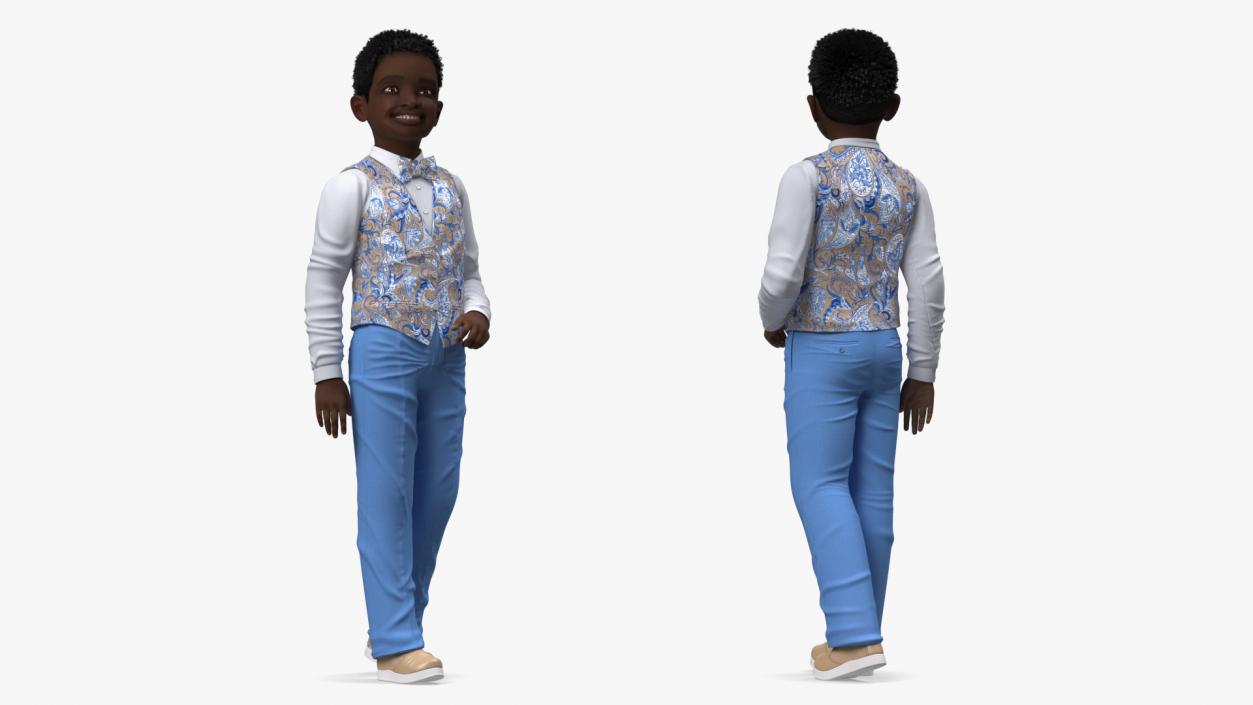 Black Child Boy Party Style Rigged 3D model