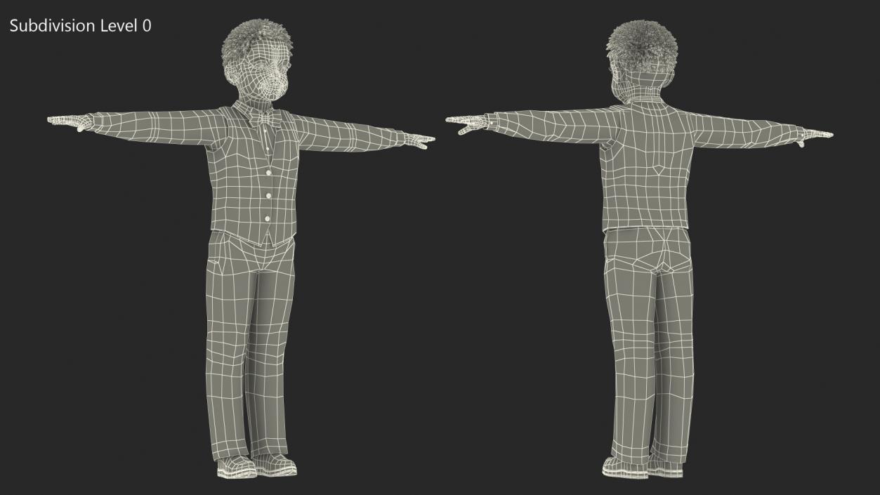 Black Child Boy Party Style Rigged 3D model