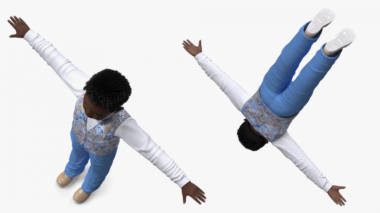 Black Child Boy Party Style Rigged 3D model