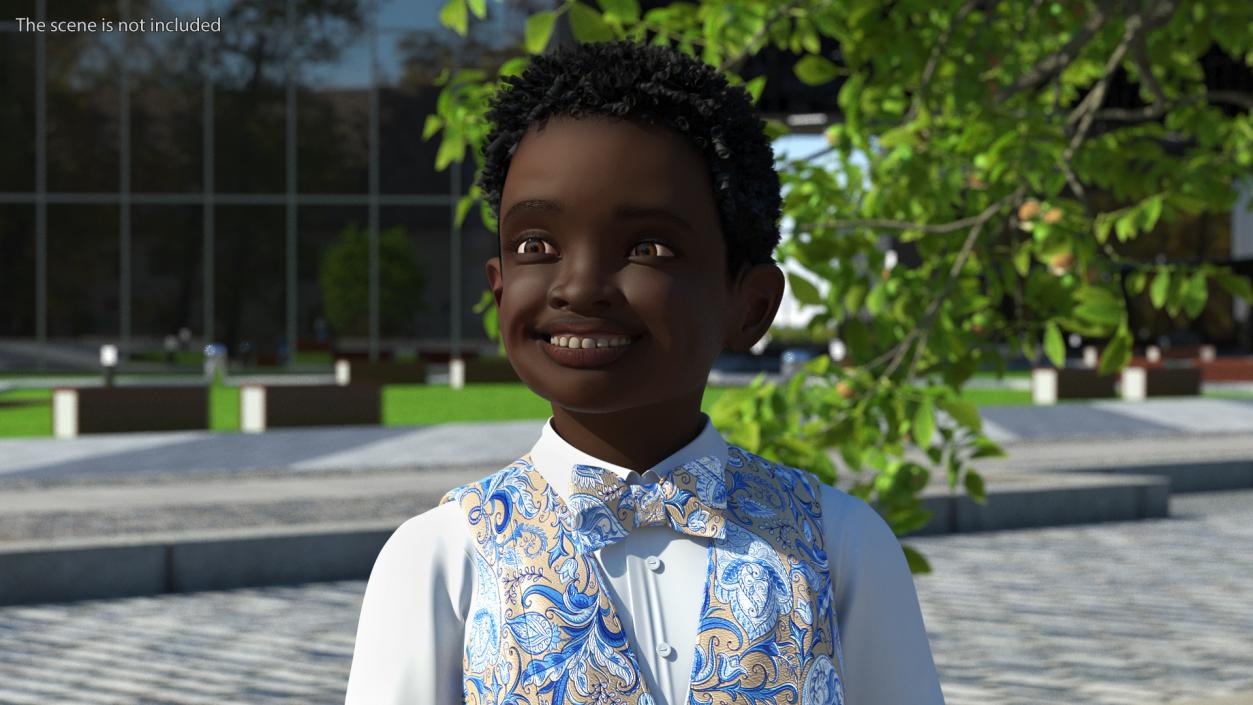 Black Child Boy Party Style Rigged 3D model