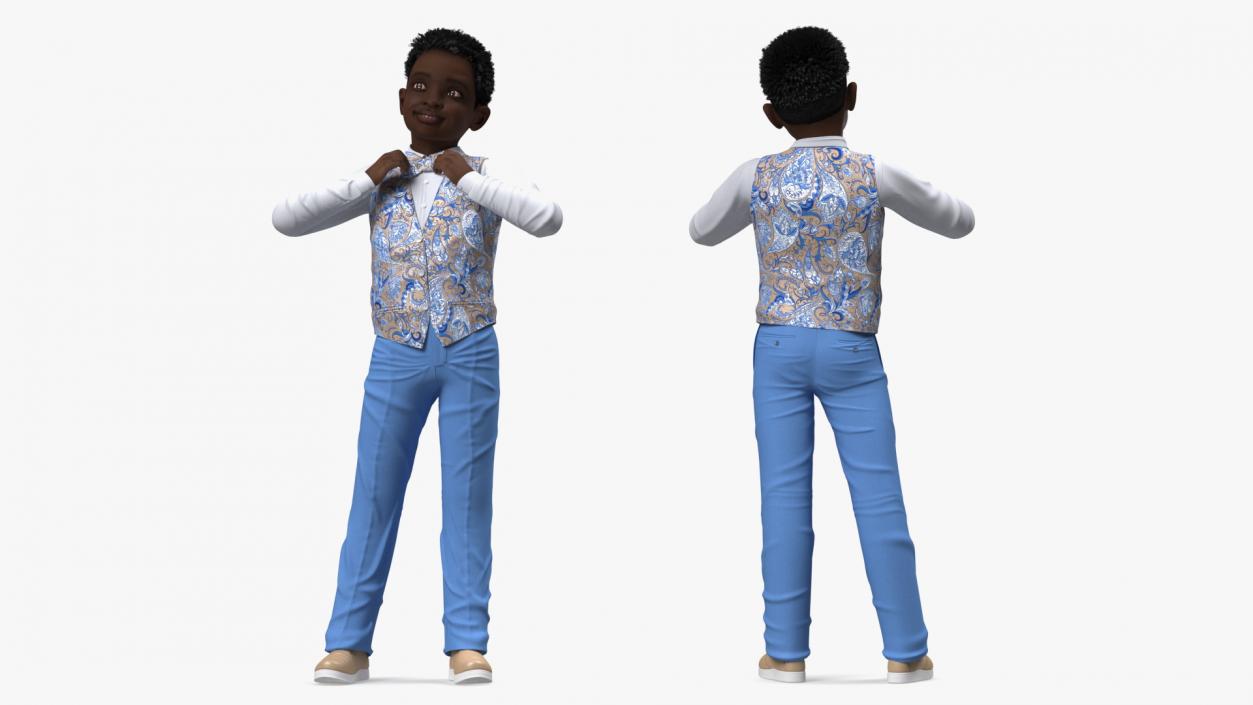 Black Child Boy Party Style Rigged 3D model