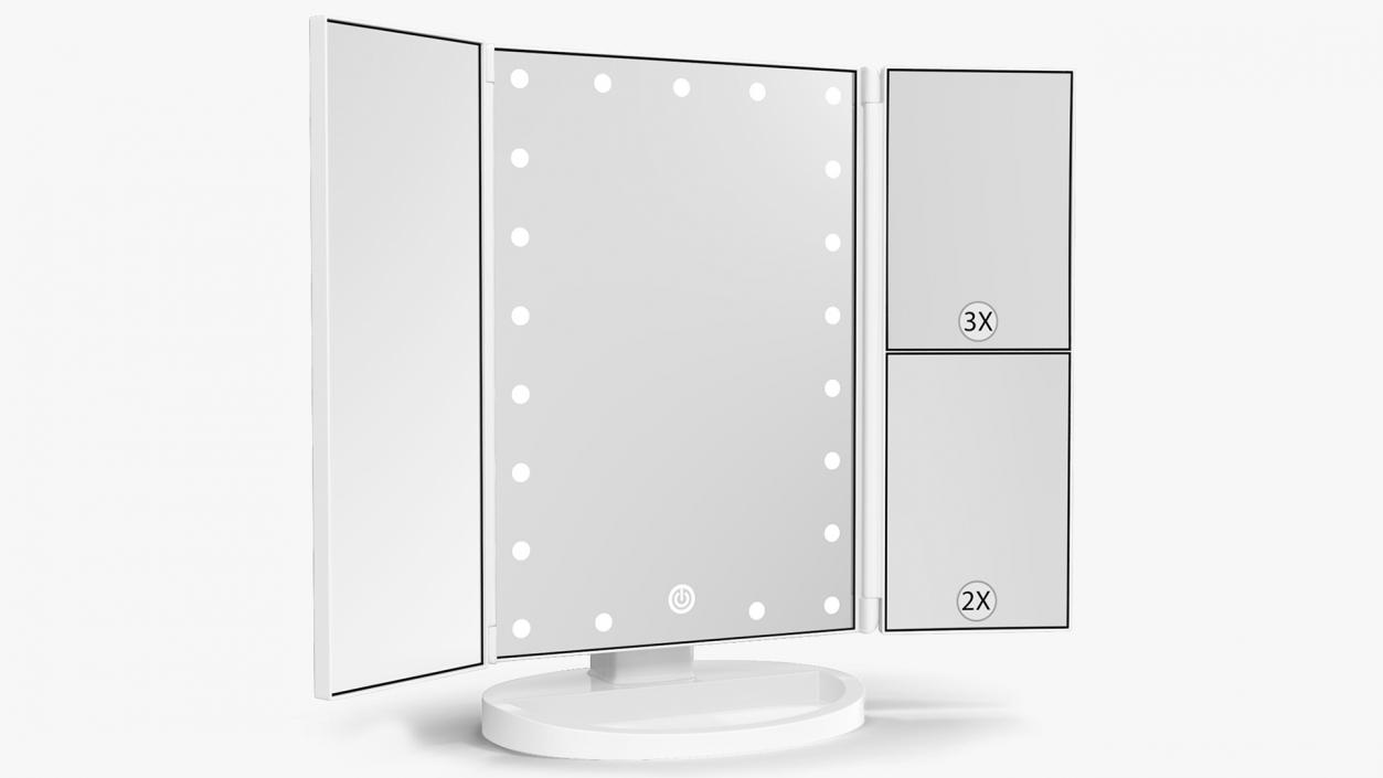 3D model Lighted Makeup Mirror Tri-Fold