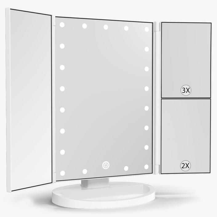 3D model Lighted Makeup Mirror Tri-Fold