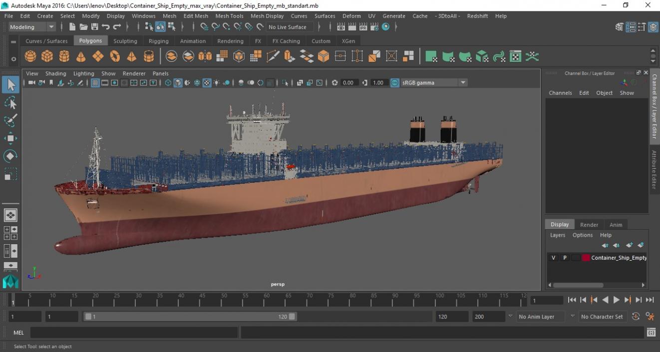 3D model Container Ship Empty