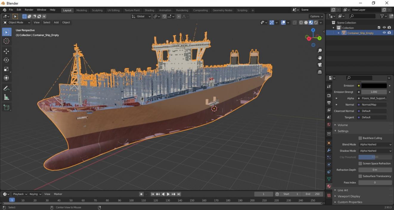 3D model Container Ship Empty