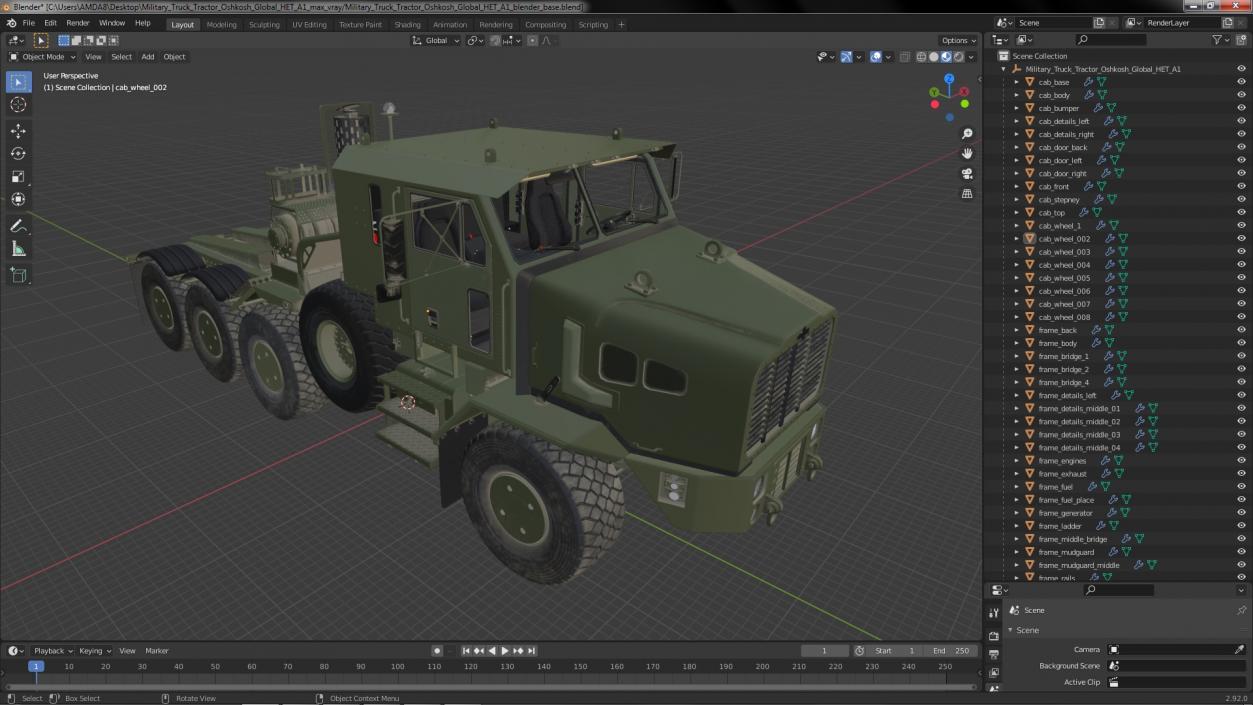 Military Truck Tractor Oshkosh Global HET A1 3D model