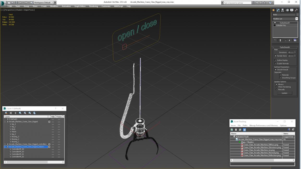 Arcade Machine Crane Claw Rigged 3D