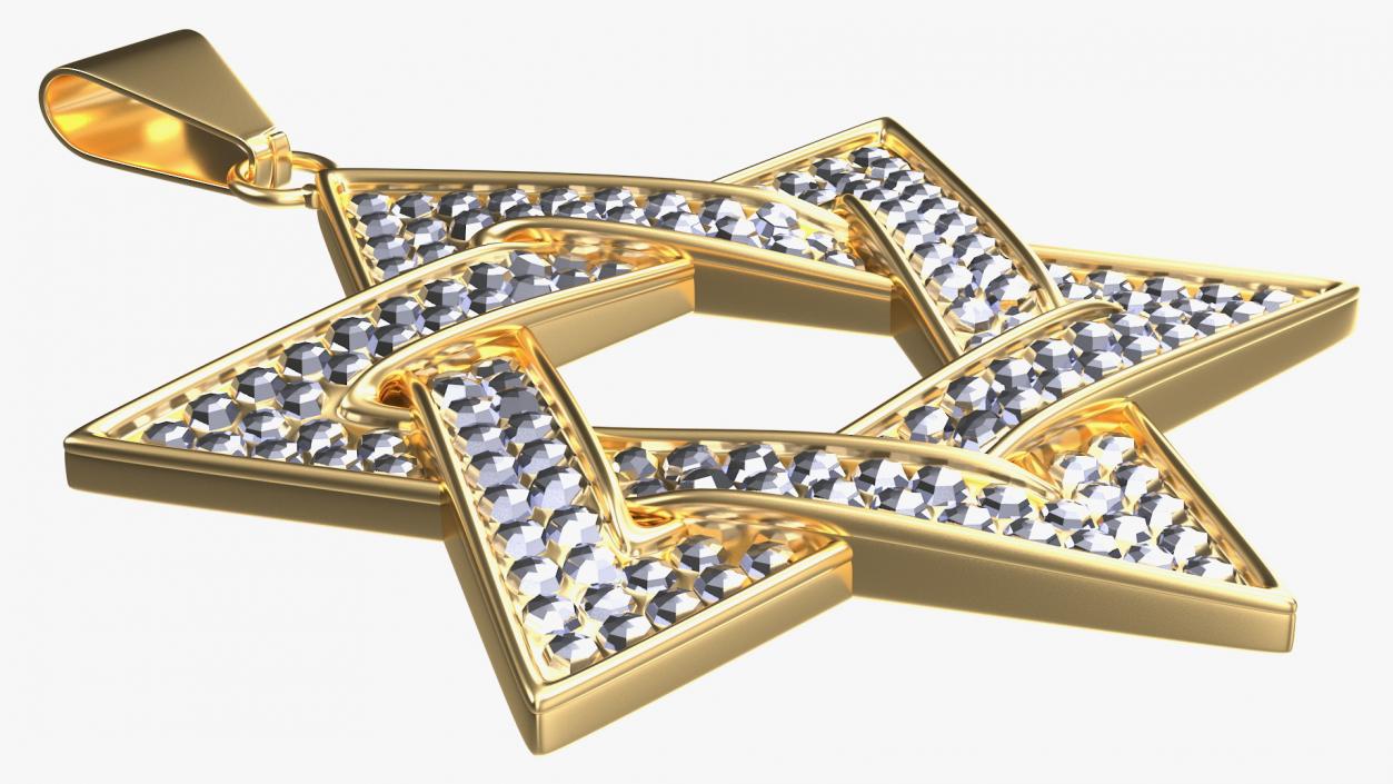 Star of David with Diamonds Gold 3D