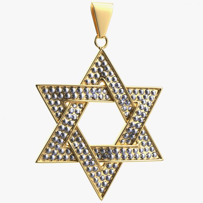 Star of David with Diamonds Gold 3D