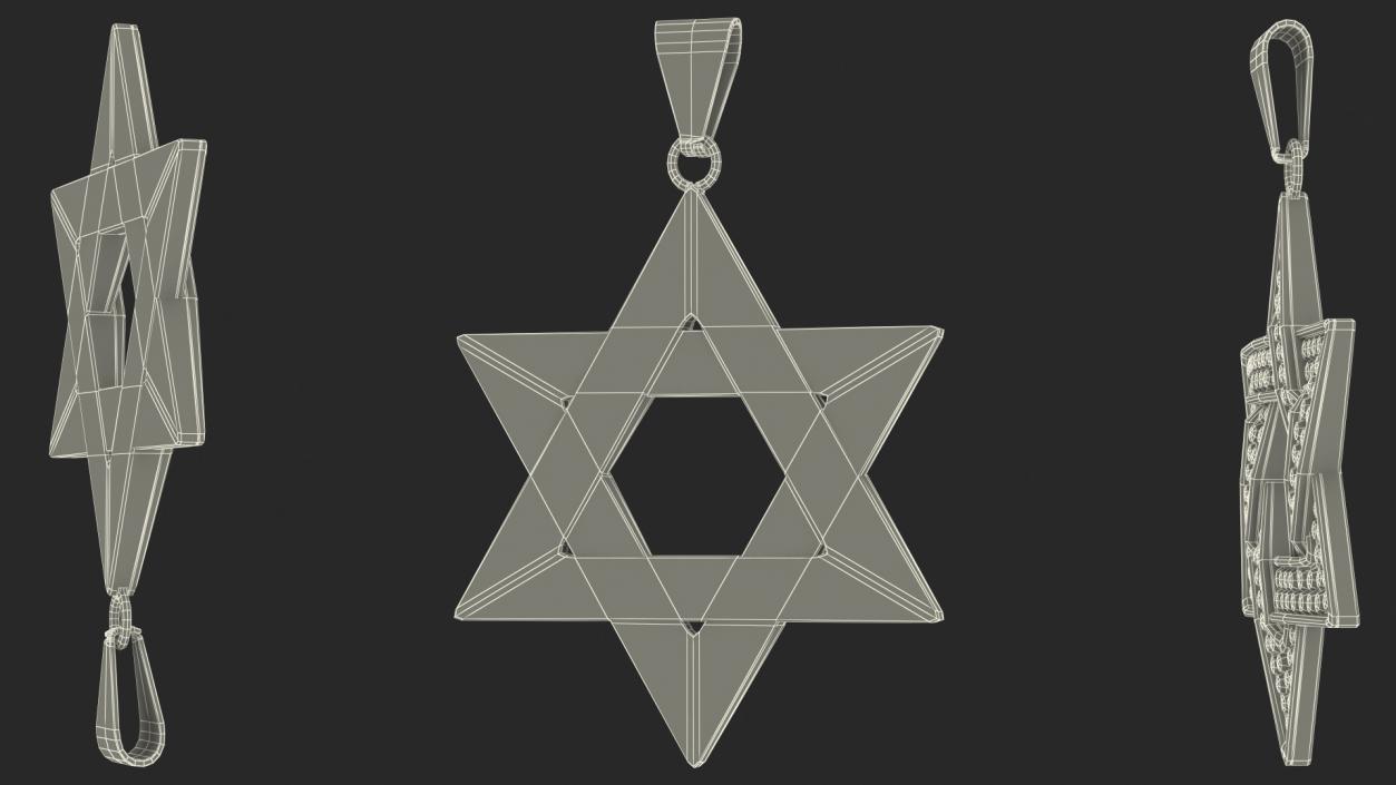 Star of David with Diamonds Gold 3D