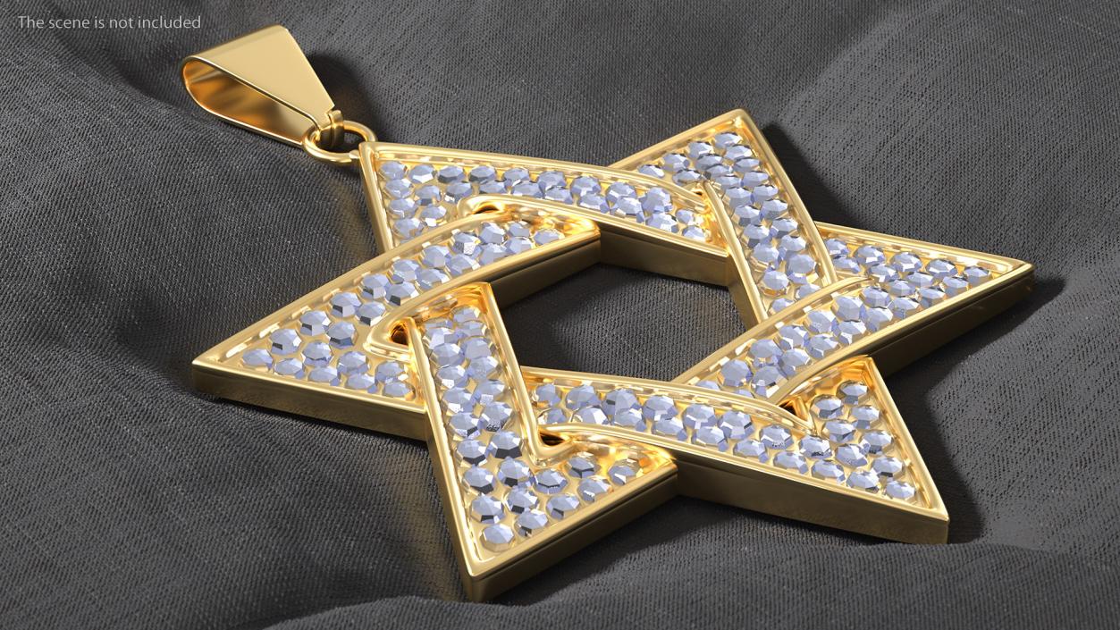 Star of David with Diamonds Gold 3D