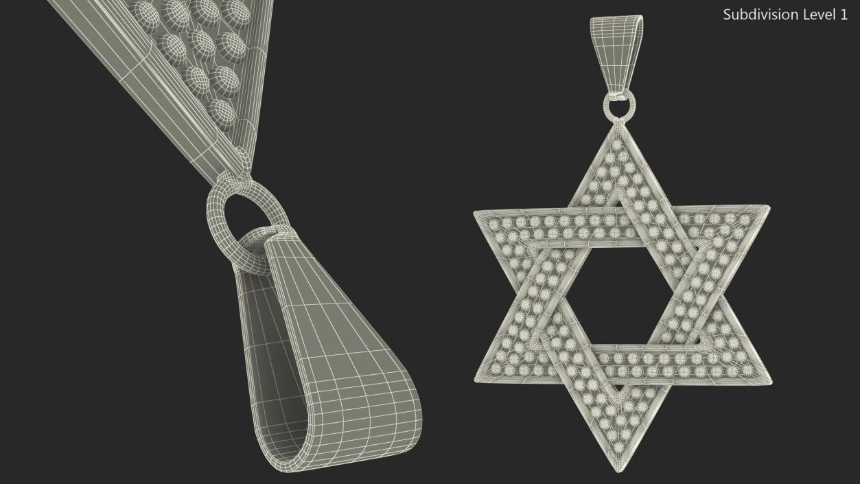 Star of David with Diamonds Gold 3D