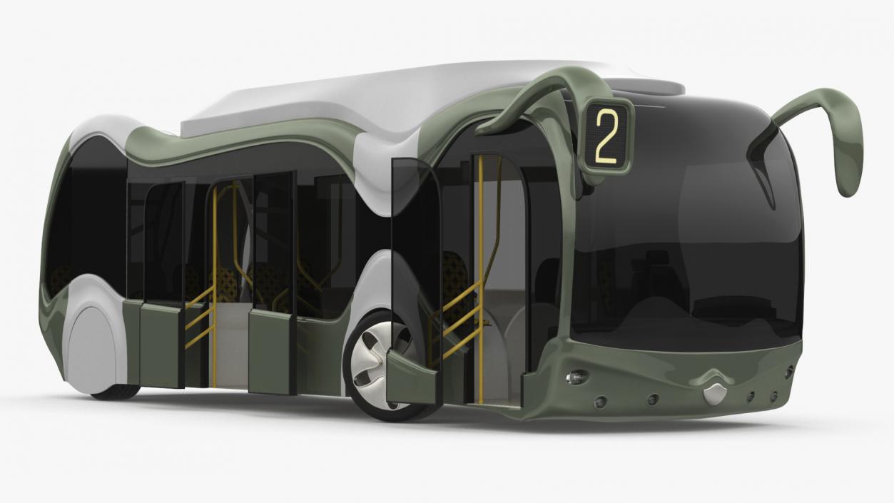 3D Futuristic Electric Bus Concept Green Rigged for Maya model