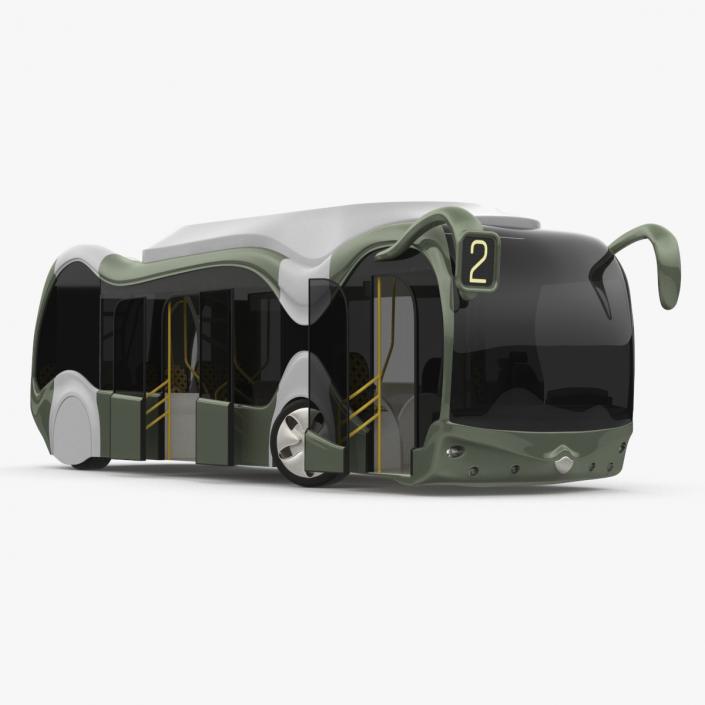 3D Futuristic Electric Bus Concept Green Rigged for Maya model