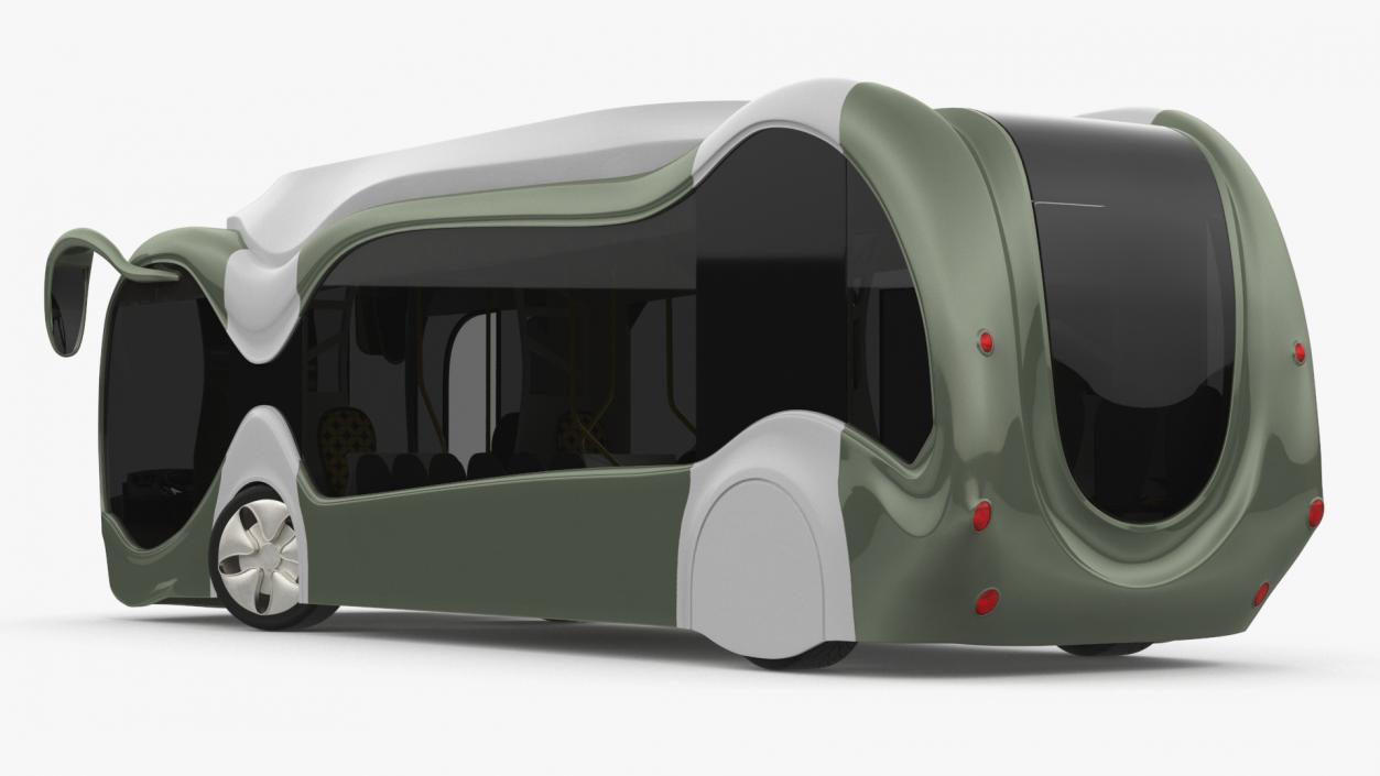 3D Futuristic Electric Bus Concept Green Rigged for Maya model