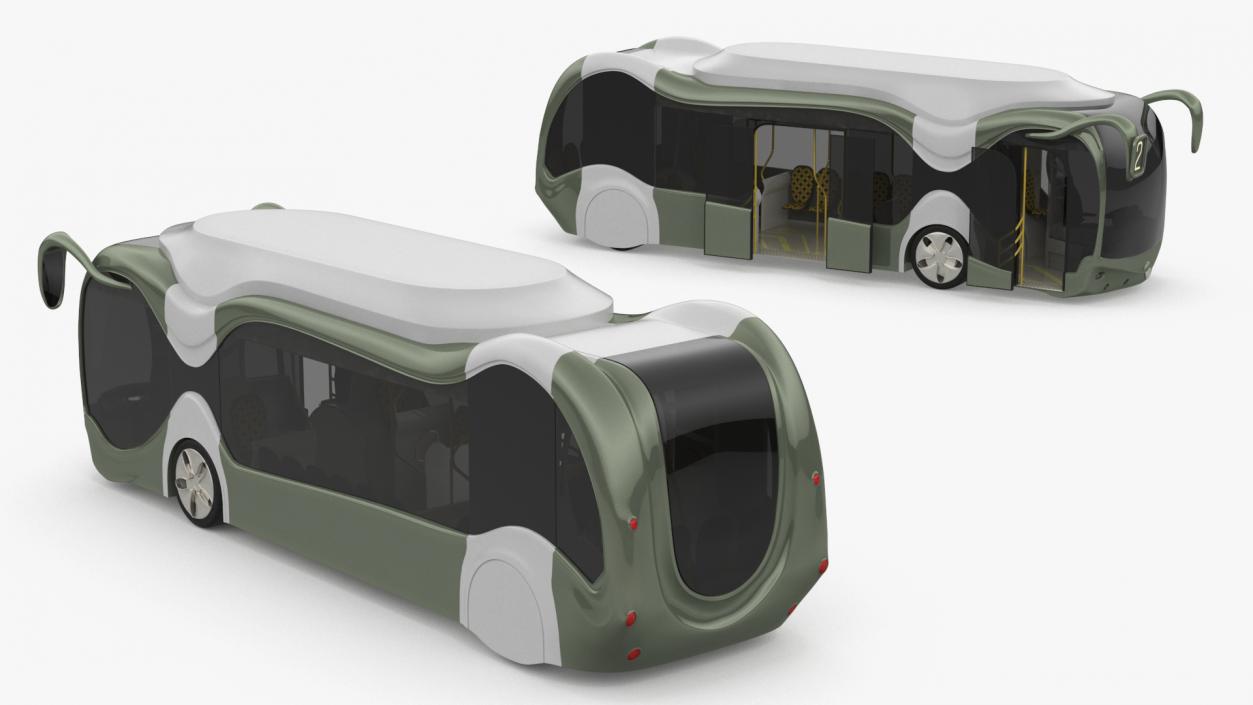 3D Futuristic Electric Bus Concept Green Rigged for Maya model