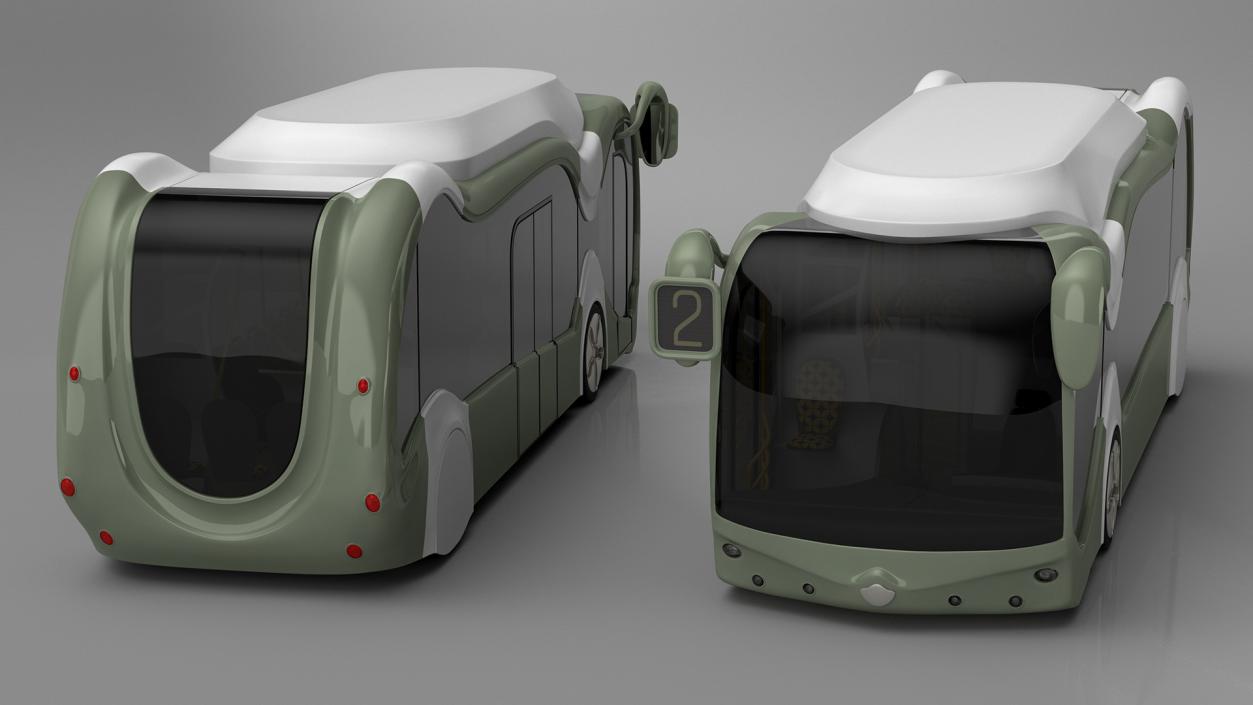 3D Futuristic Electric Bus Concept Green Rigged for Maya model