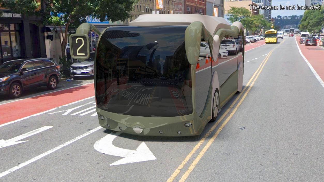 3D Futuristic Electric Bus Concept Green Rigged for Maya model