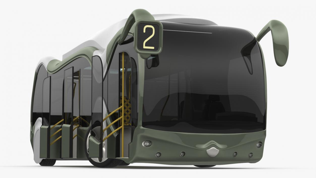 3D Futuristic Electric Bus Concept Green Rigged for Maya model