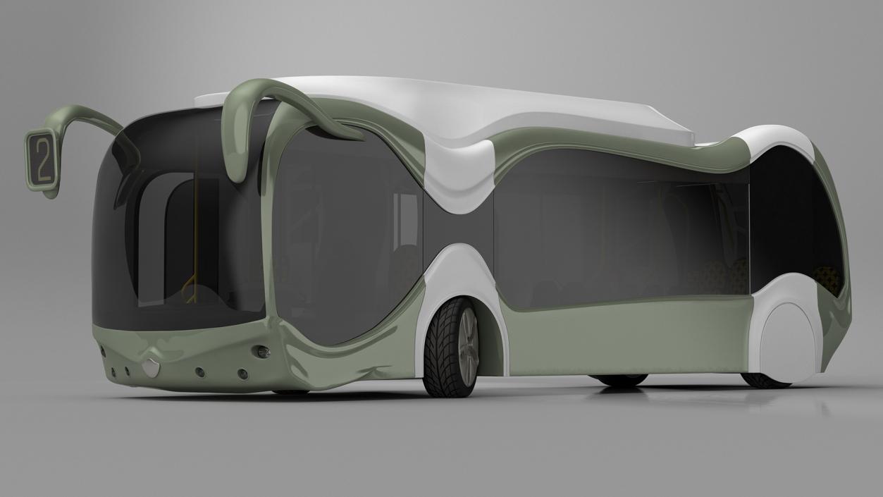 3D Futuristic Electric Bus Concept Green Rigged for Maya model