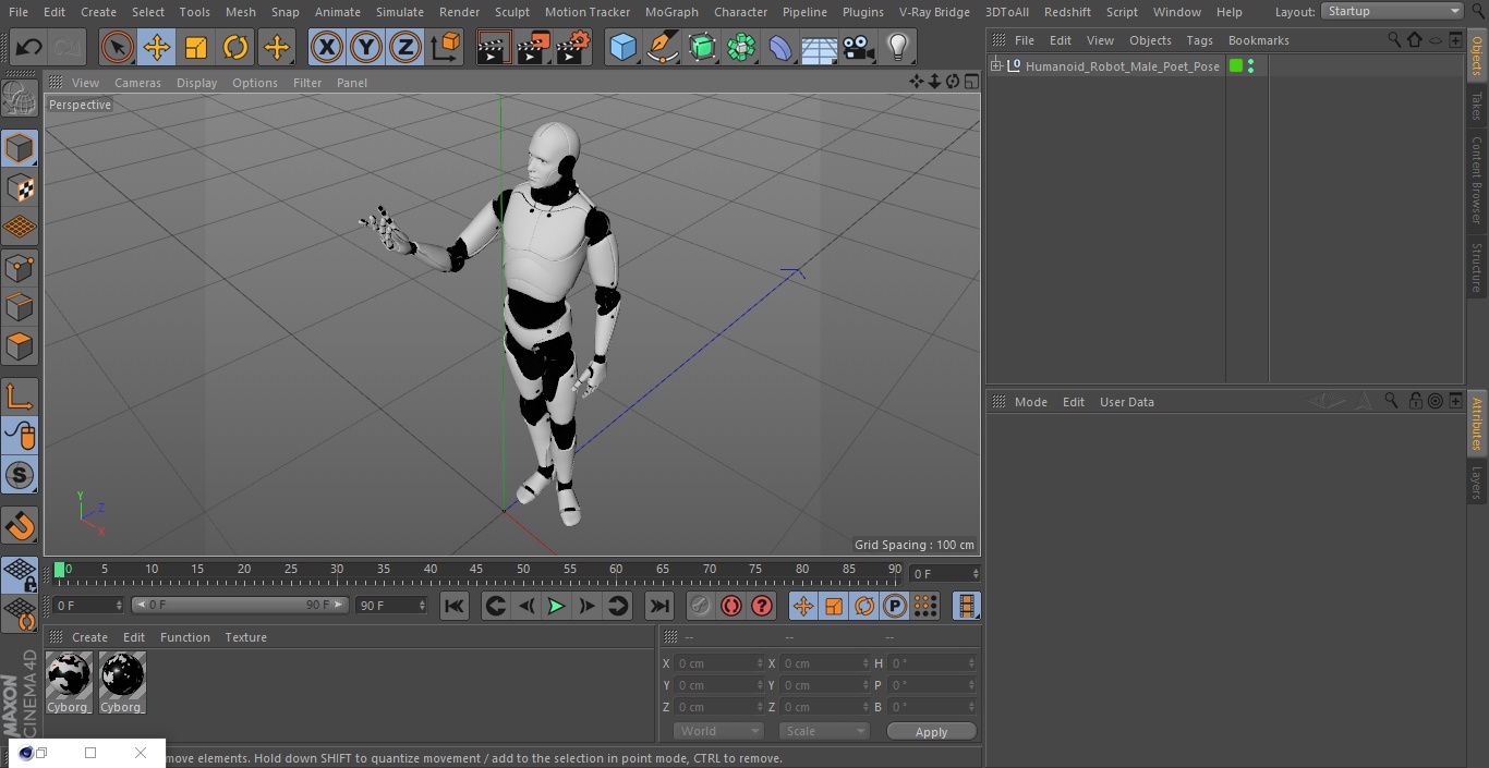 Humanoid Robot Male Poet Pose 3D model