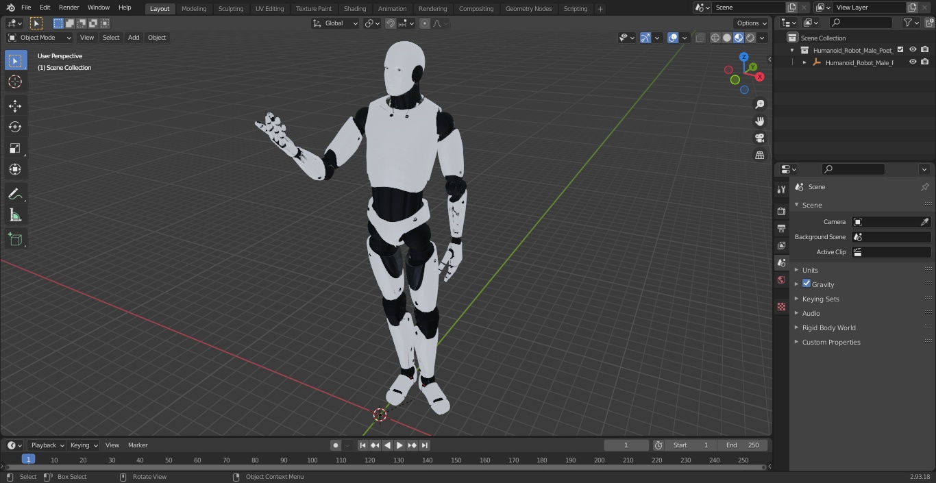 Humanoid Robot Male Poet Pose 3D model