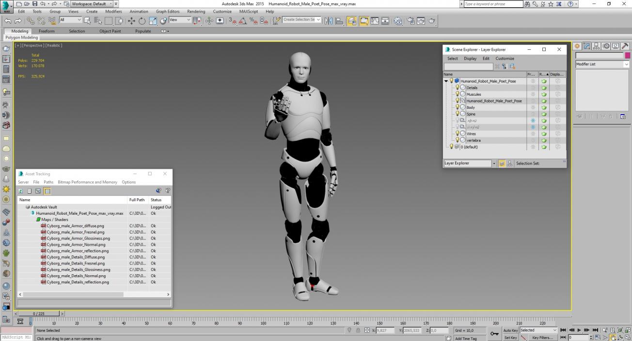 Humanoid Robot Male Poet Pose 3D model