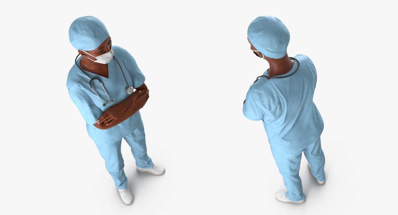 3D African American Female Surgeon Rigged model