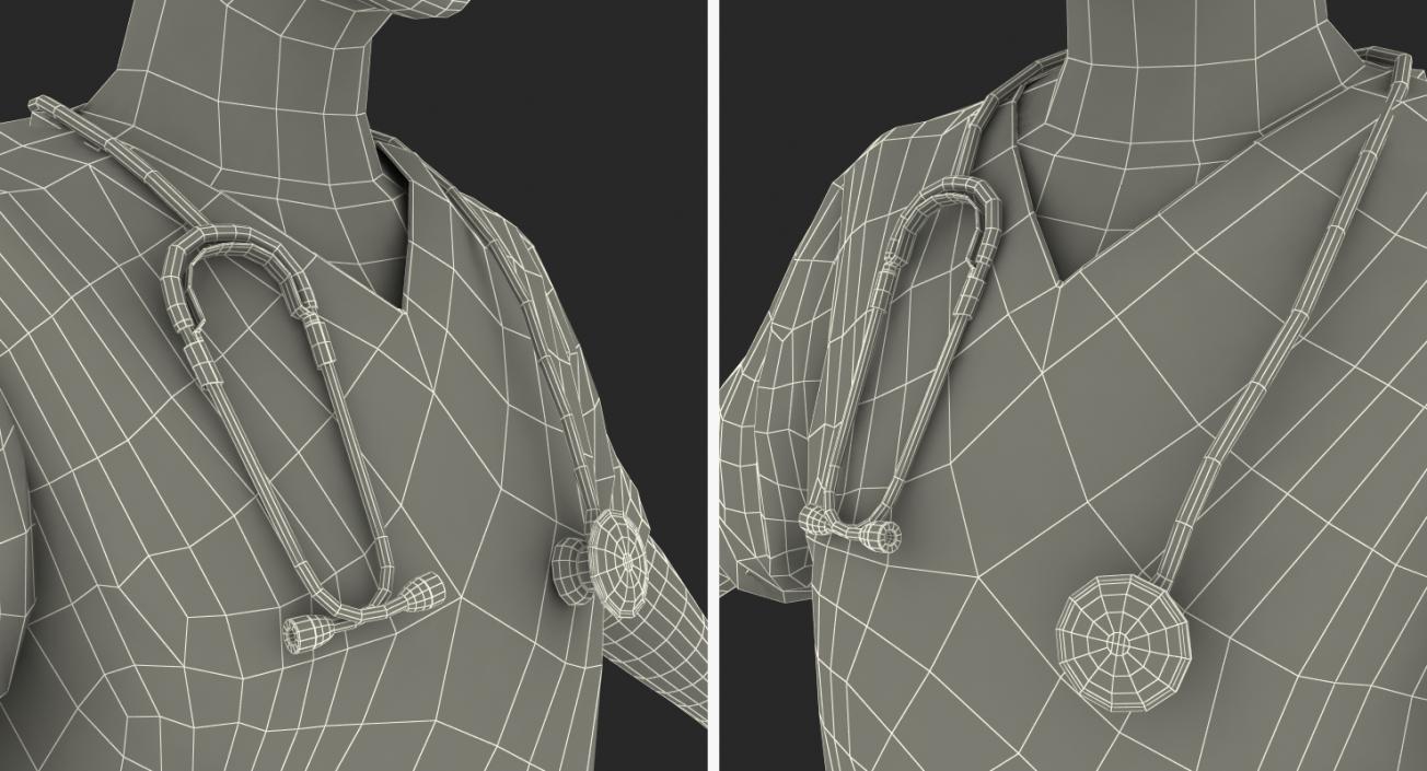 3D African American Female Surgeon Rigged model